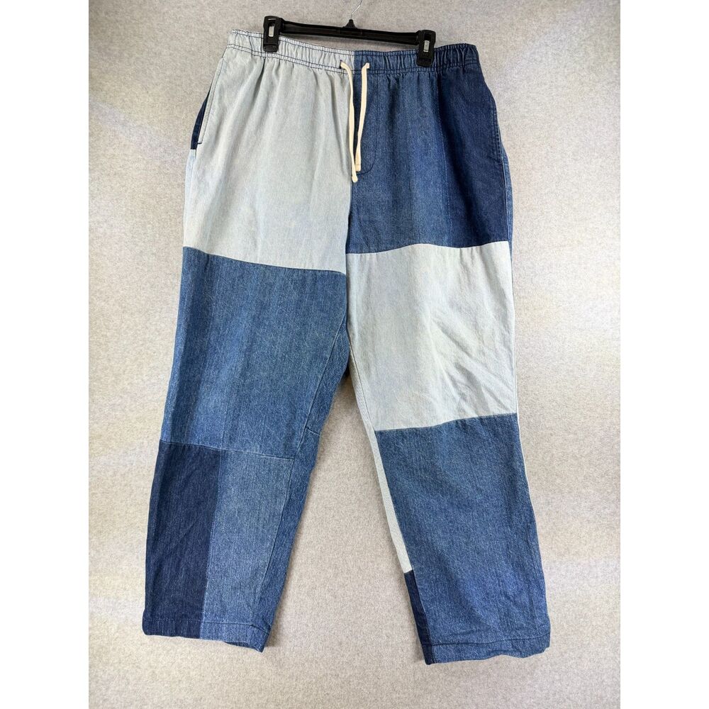 BDG Urban Outfitters Men’s XL Blue Patchwork Denim Drawstring Pants 3730